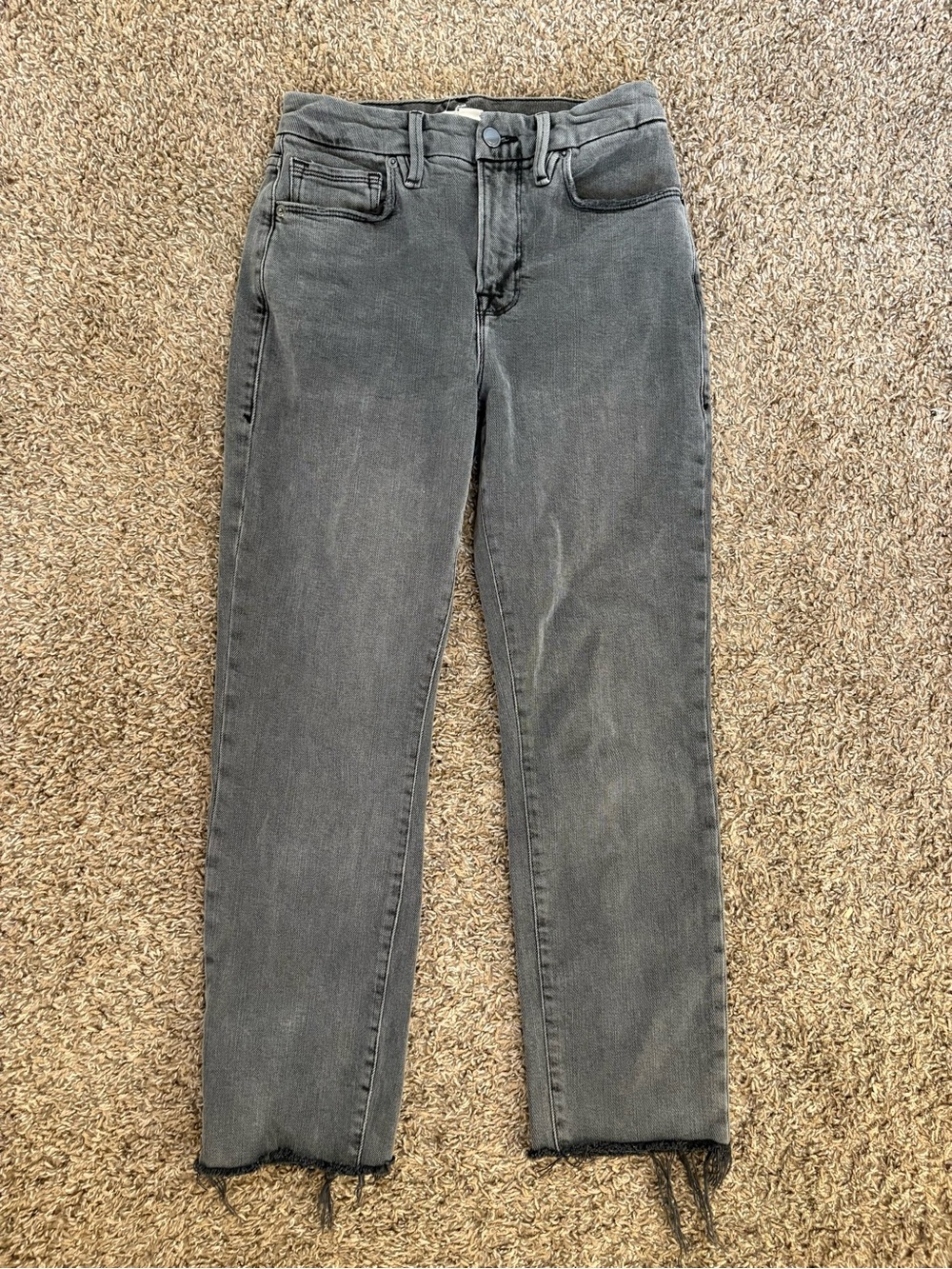 Good American GCRG625TFT Classic Raw Hem Denim Jeans Black Gray Womens Size 2/26